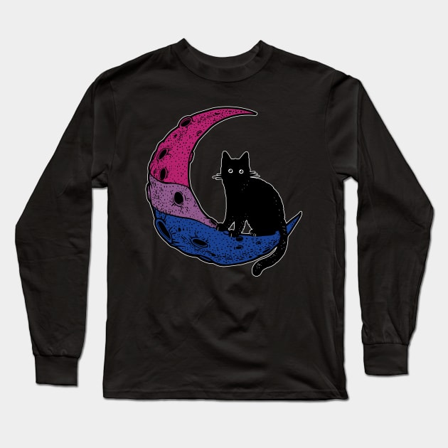 Bisexual Moon Cat Long Sleeve T-Shirt by Psitta